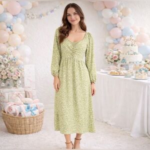 Vanilla Bay Maxi Dress Small Ditsy Floral Milk maid Ruched Baby Shower